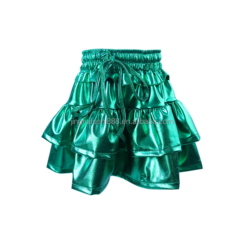 Carnival Children Girls Mini Skirts PU Leather High Quality Skirts with Short Bummies inside for Kids Girls