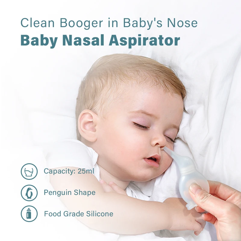 Nasal aspirator silicone material Infant Newborn Soft Penguin Long Tip Nasal Suction Cleansing Sucker Nose Tool Nasal Aspirator