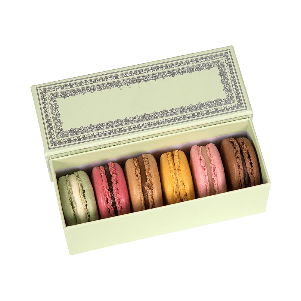 macaron packaging box  individual with cold pad for delivery caja macarons con visor