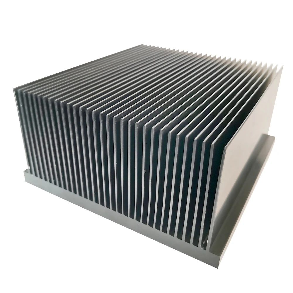 High Power Black Anodized Aluminium Heat Sink 142(W)*71.5(H)*150(L)mm Deep Fin Square Heatsink