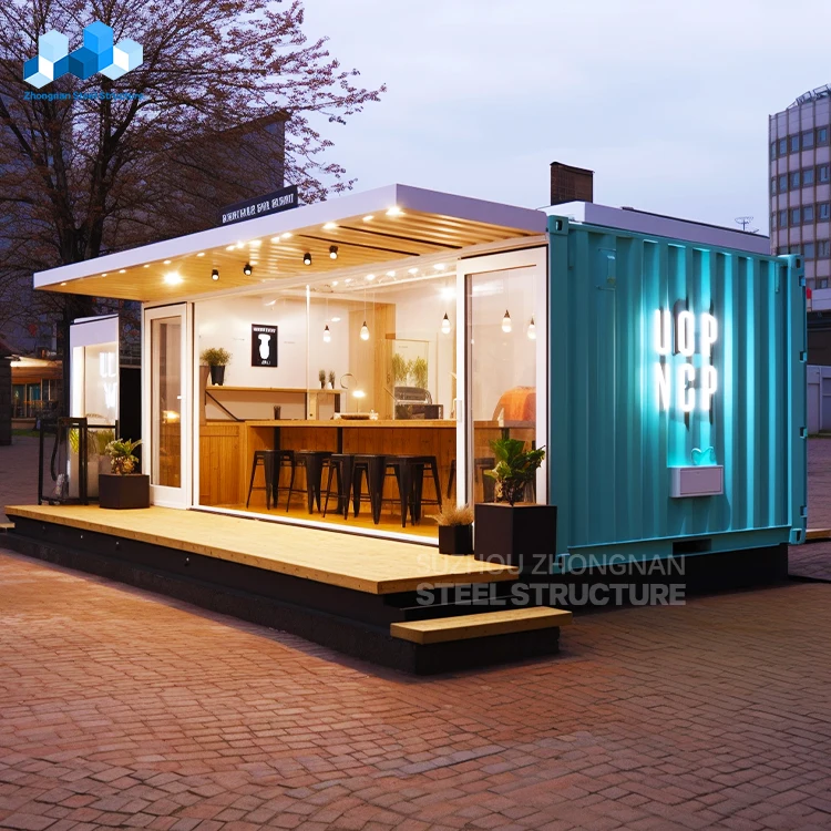 Zhongnan Detachable 20FT prefabricated container bar beer kitchen modular Container House restaurant Mobile coffee shop cafe