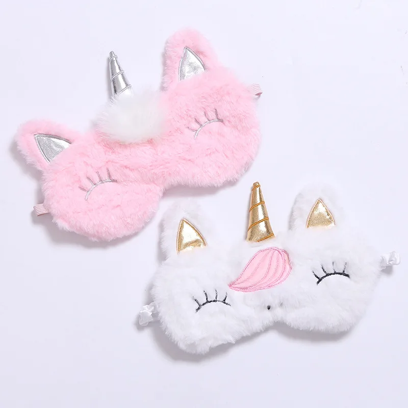 New Soft Cute Rainbow Unicorn Plush Embroidery Sleep Eye Mask for Girl Kids