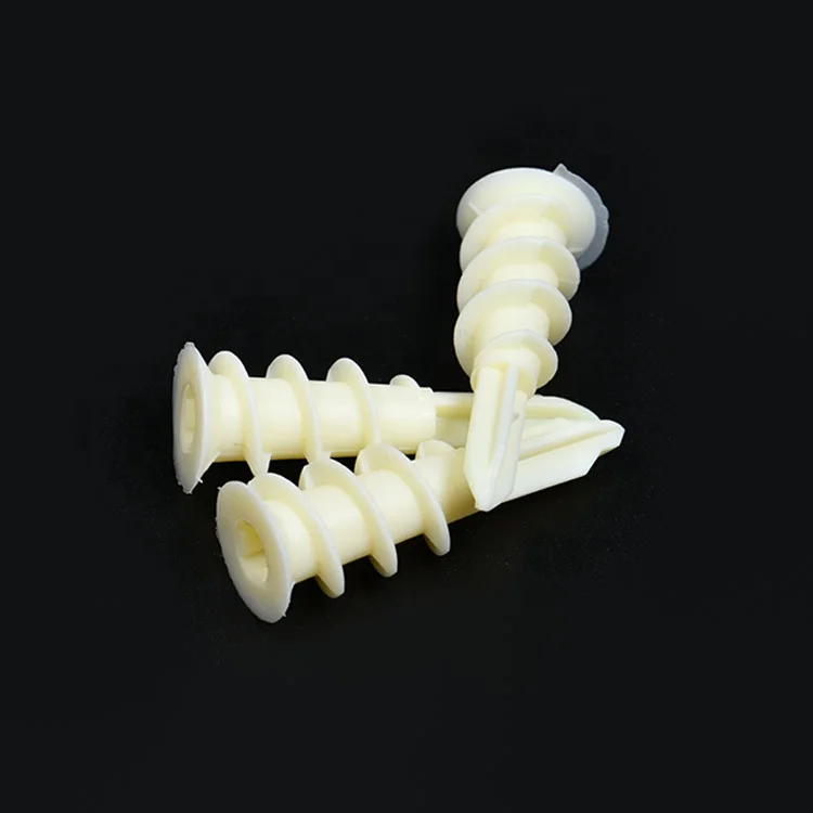 White Nylon Acrylic Clear Transparent Self Tapping Plastic Screw in Long Drywall Wall Anchors