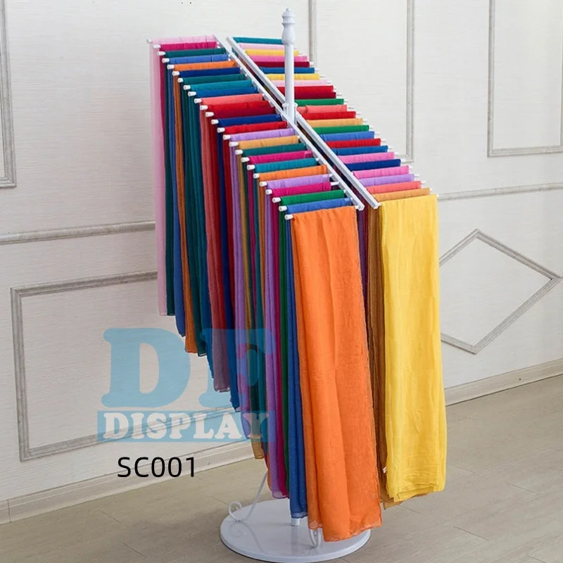 SC001 Custom Retail Store Women Hijab Scarf Store Metal Silk Scarf Holder Display Hanger Rack