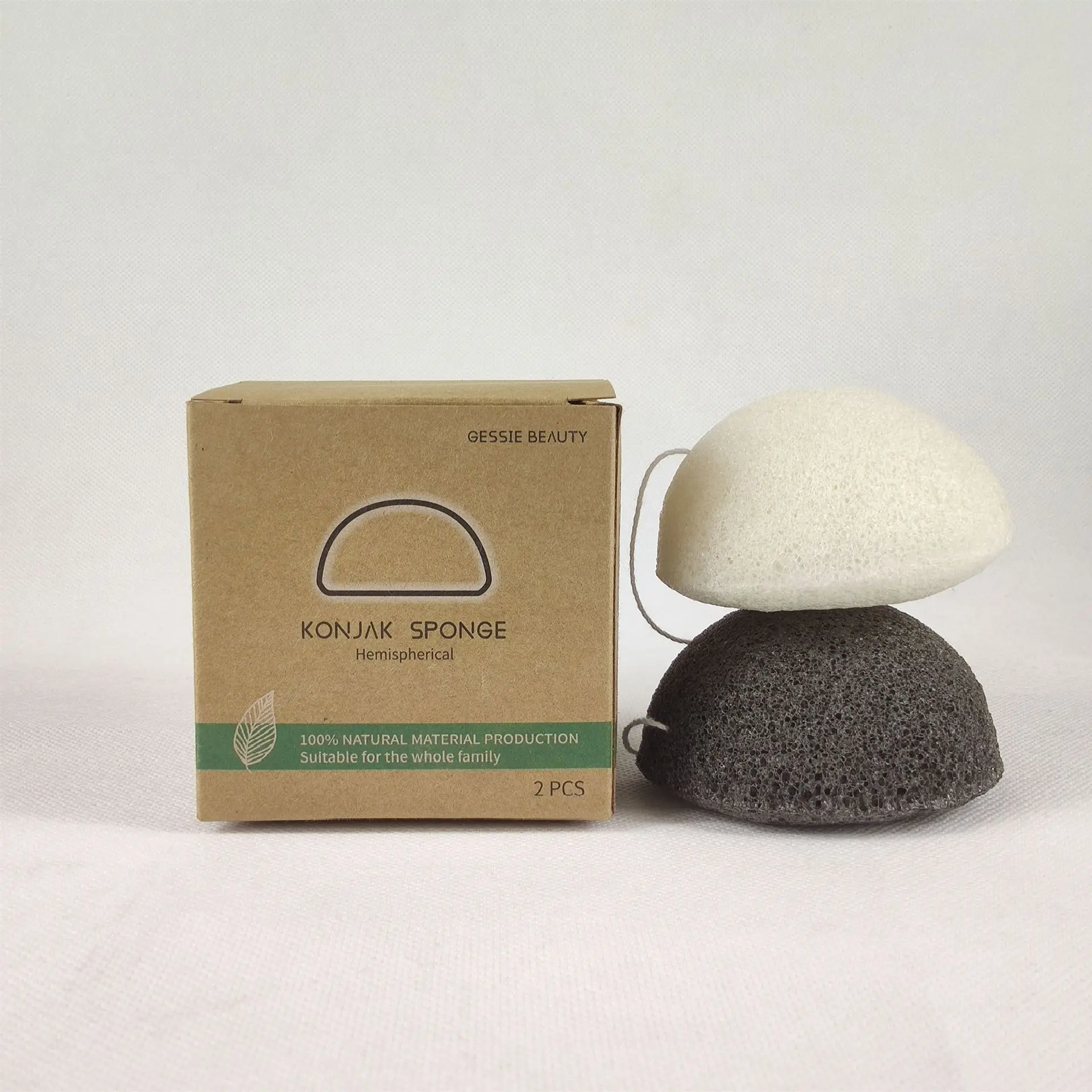 2Pack 4Pack 100% Natural Facial Exfoliating Skin Care Private Label Organic Konjac Sponge With Box