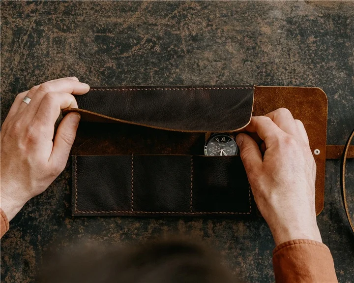 watch roll bag, handmade watch bag, watch and jewelry case