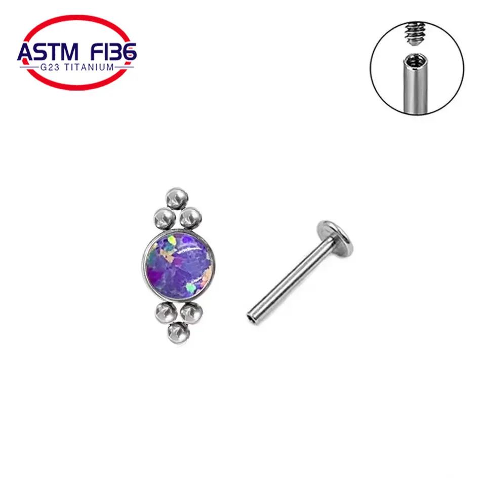 2022 New Multicolor Earrings G23 Titanium 16G Internal Thread Conch Tragus Helix Screw Back Stud Earrings