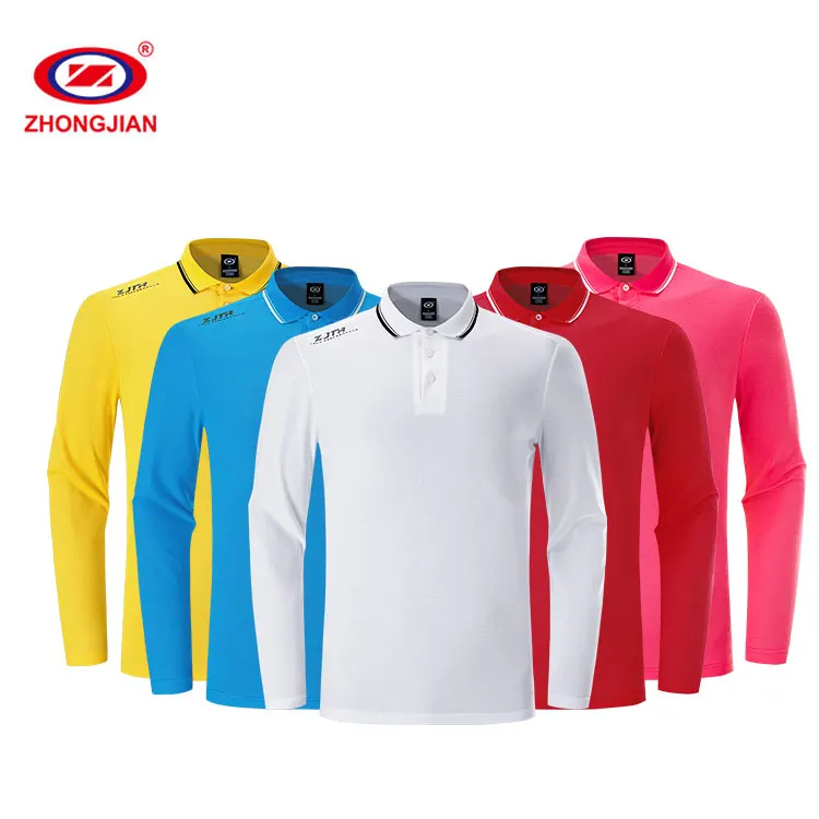 Factory Wholesale Price Cotton Solid Color Tshirt Polo  Custom Unisex Long Sleeve Polo Shirt