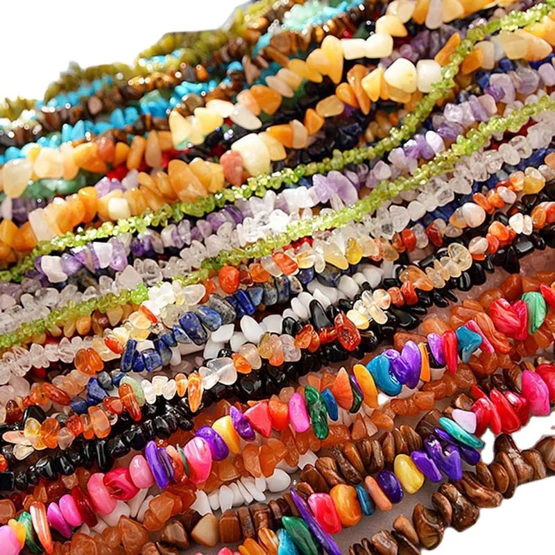 5-8mm Irregular Loose Chip Gravel Bead Natural Stone Amethyst Tiger Eye Bead For Jewelry Making DIY Necklace