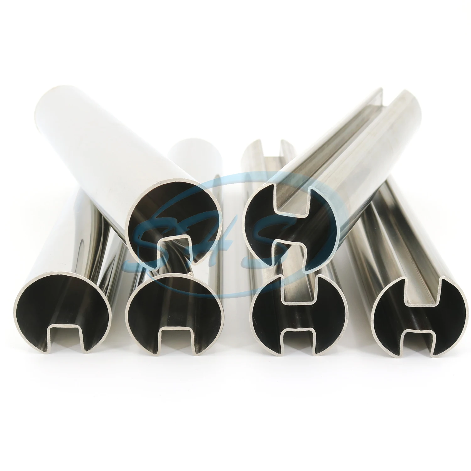 Inox 1.4301 mirror brush high polished stainless steel pipes with single or double slot for glass balustrade system
