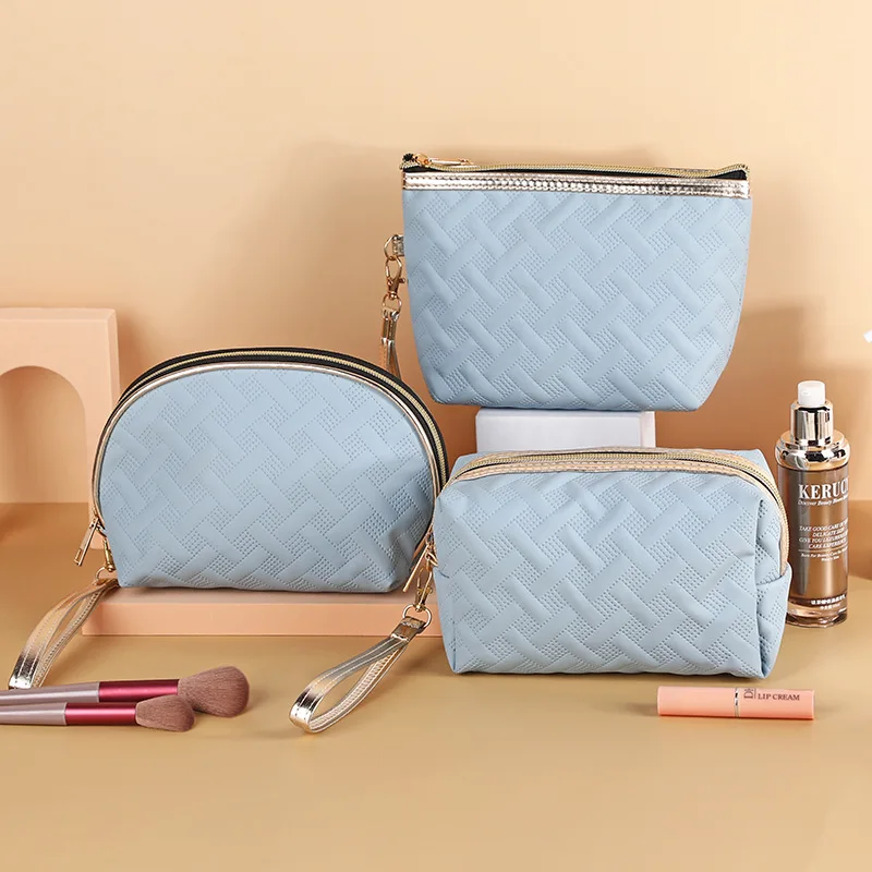 Daily Use Travel Lightweight 3 Different Sizes Cosmetic Pouch Makeup Clutch Toiletries Organizer for Women and Girls