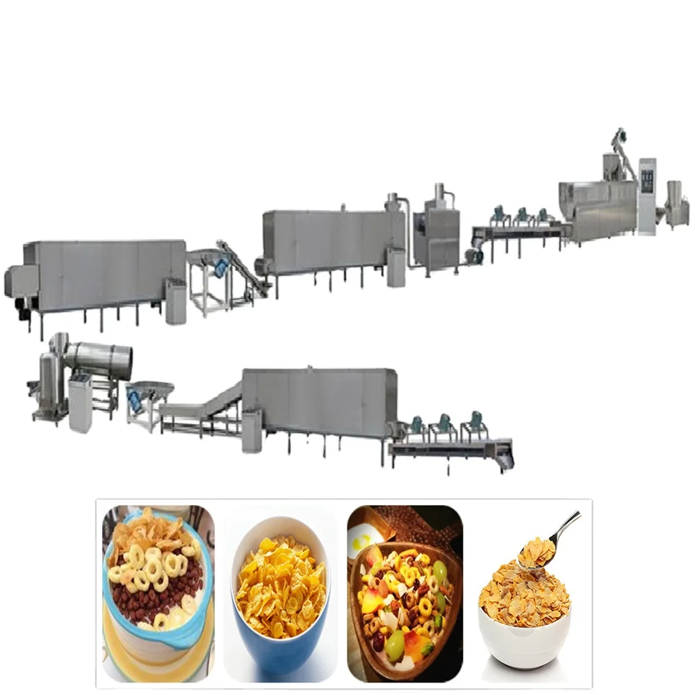Efficient Instant Breakfast Cereal Food Processing Line Automatic Selling Corn Flakes Snacks Making Machines Line Equipment