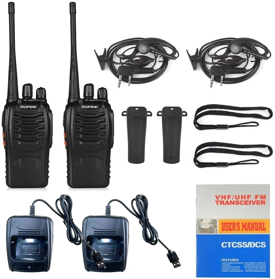 Baofeng 888S Dual Band Handheld Walkie Talkie BF-888S Transceiver 3W Output Power 400-470MHz Frequency Ran GMRS Mobile Radio