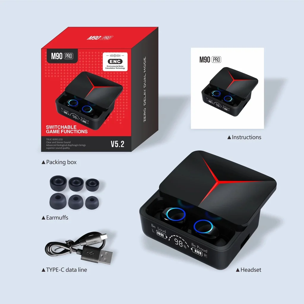 Беспроводные наушники tws TWS Bt 5 3 спортивные Hi-Fi Стерео Игровые m90 pro