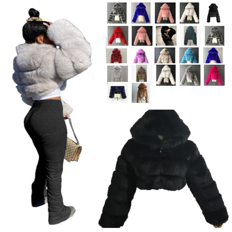 2021 Winter Clothes Fashion Windbreaker Hoodie Jacket Coat Plus Size Women Fur Coat