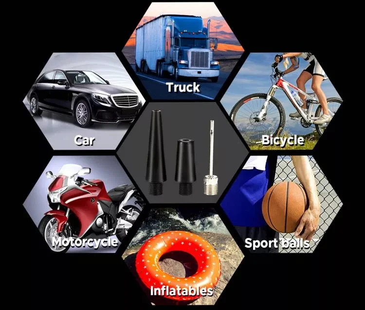 car air compressor with LED light DC12V air pump double cylinder 150PSI  metal pressure gauge