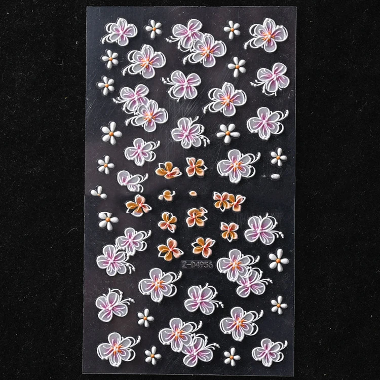 Embossed Flower 5D Sticker For Nails Decals Nail Decorations