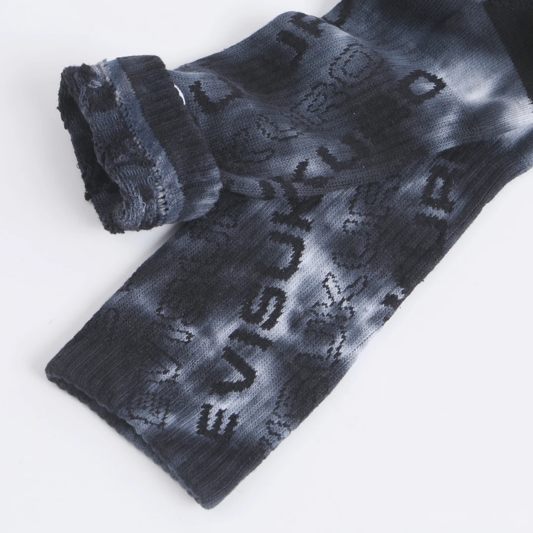 Custom Socks Design Own Logo Crew Socks Order Private Jacquard Your Label Cotton Black Man Sport Sock