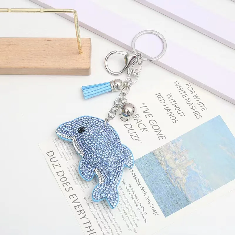 Direct Sales Bag Accessories Charms Marine Animals Dolphin Sea Keychains Rhinestones Wholesale Price