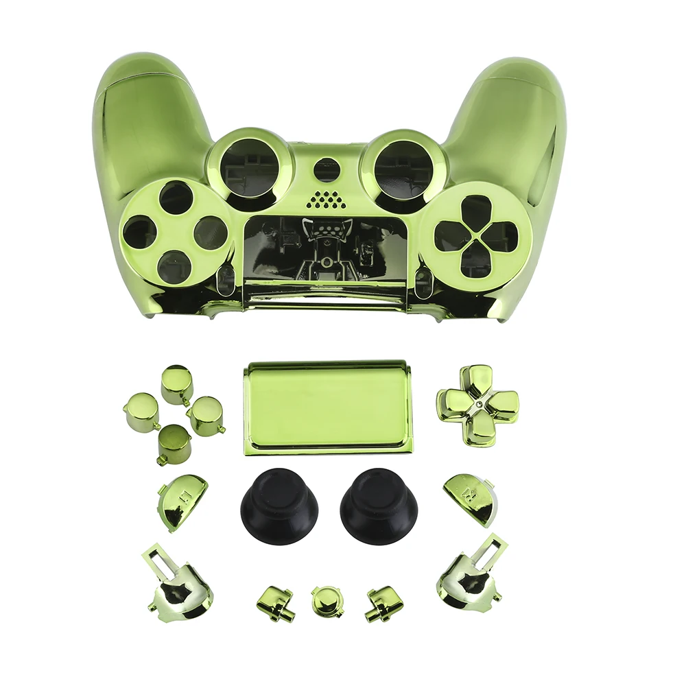 Manufacturer Game Repaired Part For Play Station 4 Chrome Front Back Shells With Full Set Button Kits For PS4 Controller JDM 040