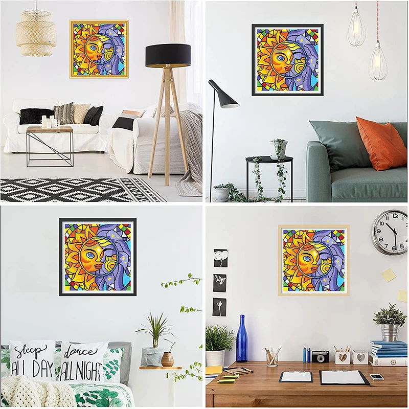 Home Decorations Rhinestones Full Diamond Art Sun and Moon Drill 5d DIY Diamond painting