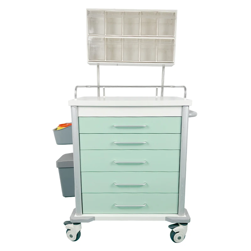 Practical Medical Anesthesia Cart With Comprehensive Accessories Movable Transport Medicine Clinic Emergency Trolley