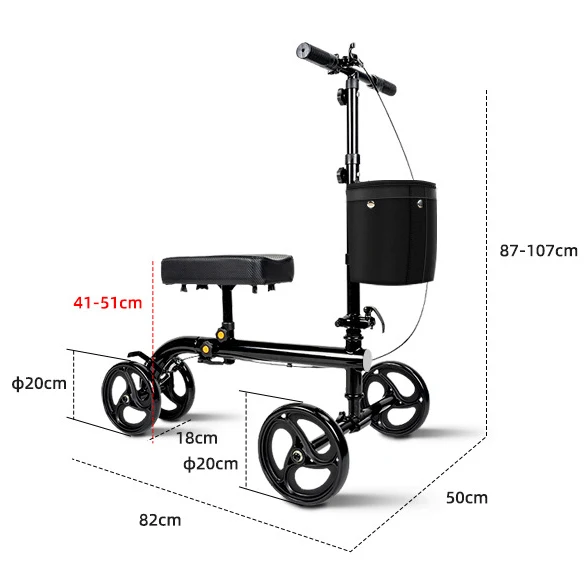 Adult Folding Walker Walking Frames Standard Adults Knee Walker Scooter For Broken Foot Disabled Walking Equipment