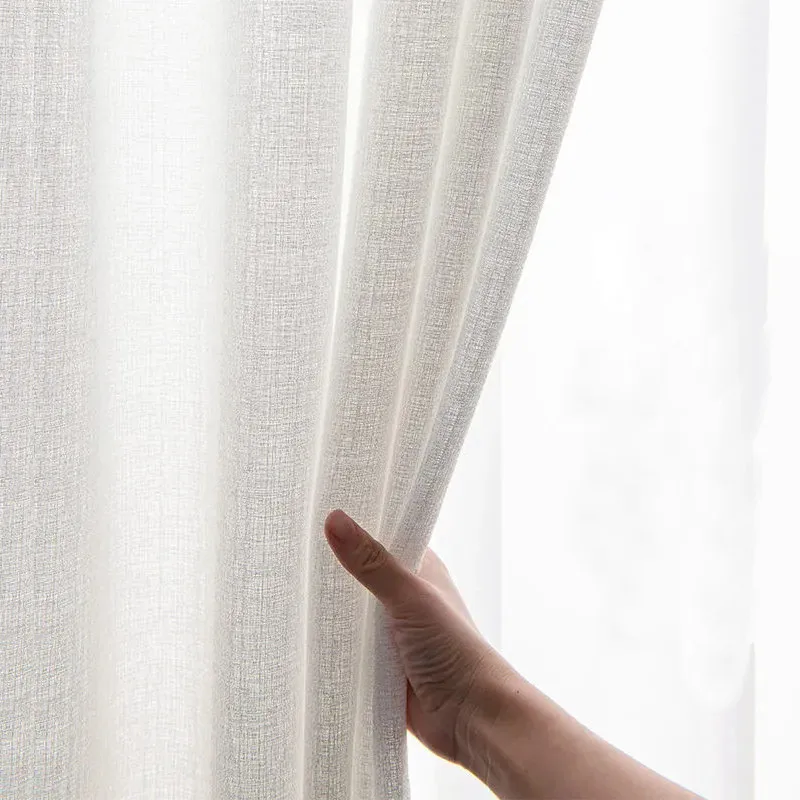 High Quality Good Looking White Curtain Sheer Semi-blackout Sheer Curtain Fabric Linen