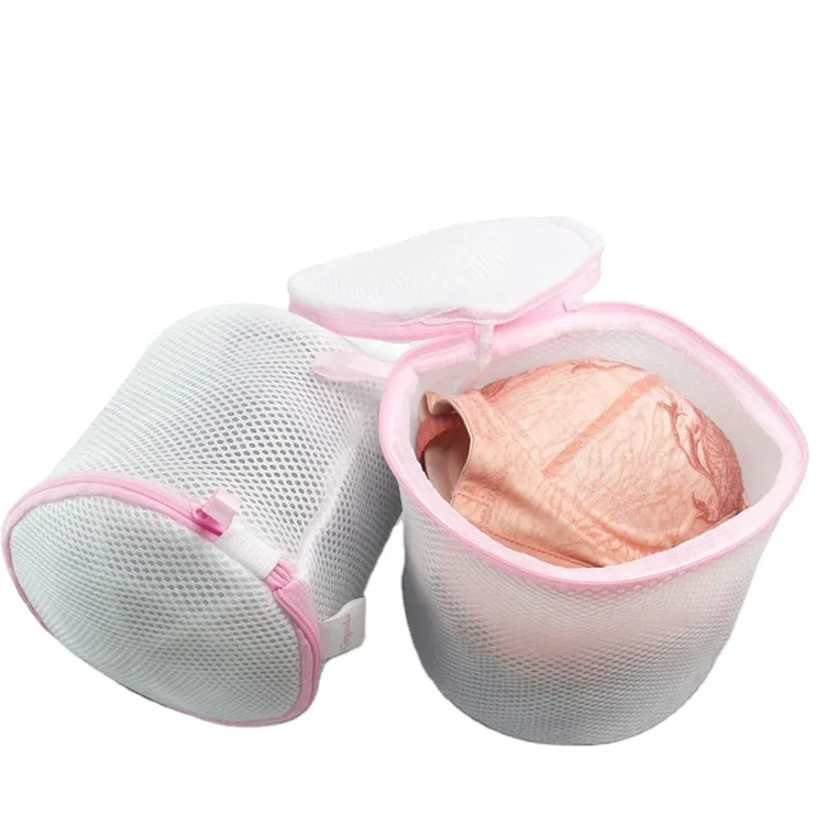 OEM fabric polyester nylon foldable zipped customized wash mesh laundry bag