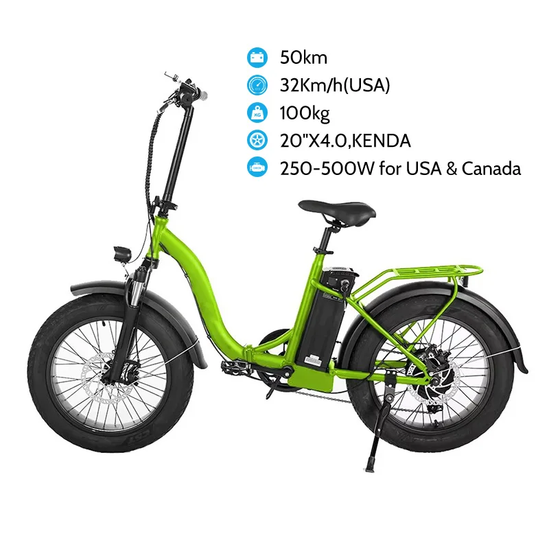 20 Inch 500w Folding Fat Tire Electric Bicycle Lithium Battery Ce 48V Magnesium Alloy ebike