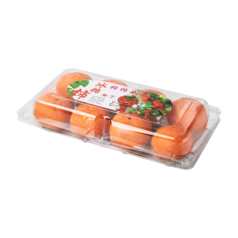 High-grade fruit packing container transparent persimmon crisper thickened plastic fruit  container with lid