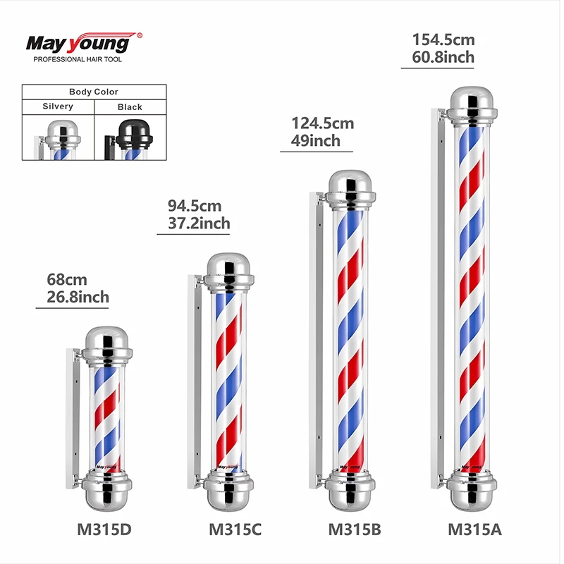 M315 Black barber pole Hair Salon Sign Barber Shop lights