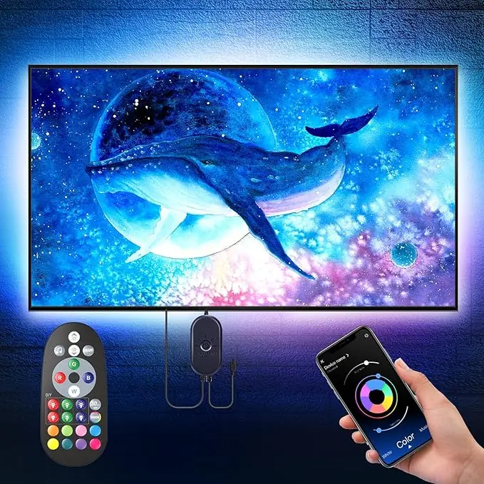 Smart LED Lights for TV RGB Backlight Behind Music Sync Bluetooth APP Remote Control Strip Lights USB Powered for Bedroom Gaming