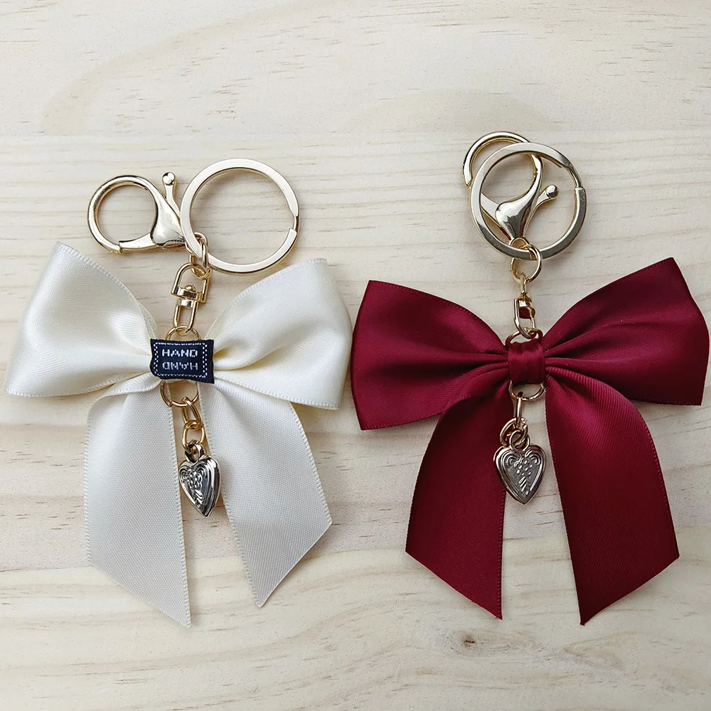 Customizable Handmade Ribbon Bow Keychain Hot Fabric Cheer Keyring and Bag Charm Personalized Keychains