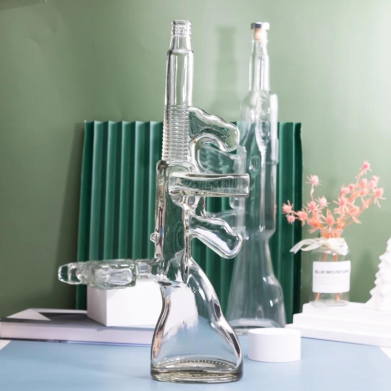 Factory Vodka Tequila Bottle  760ml  Thompson Gun Shaped Glass Bottles