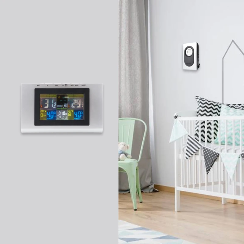 Household Wireless Thermometer Hygrometer Digital Modern Weather Station Wall Clock