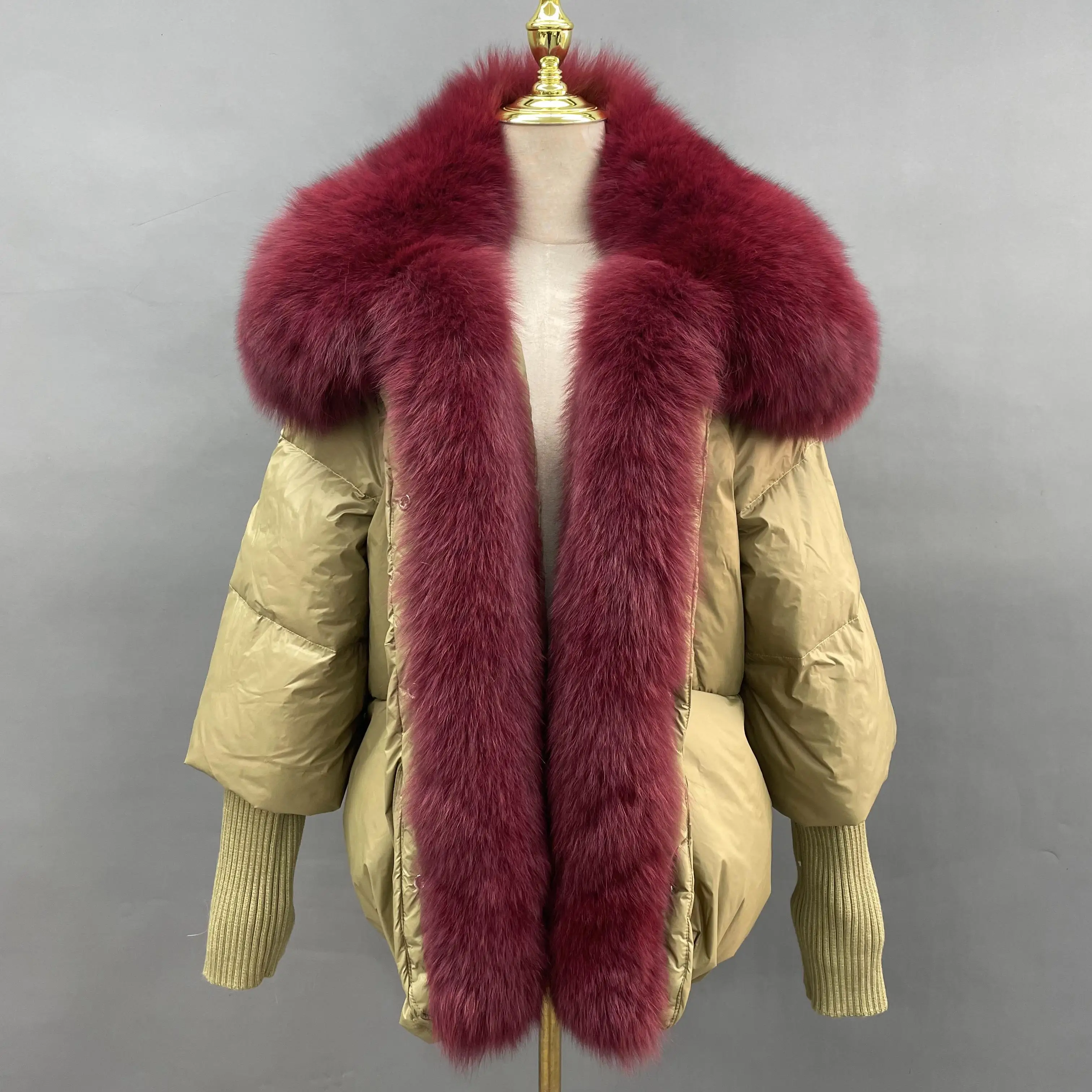 Winter New Fashion Puffer Fox Fur Jacket Custom Puffer Jacket
