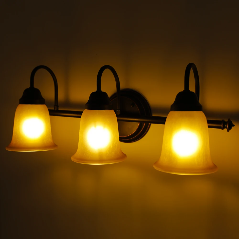 Retro Oil Rub Bronze Finish Wall Sconce 3 Lights Bathroom Vanity Fixture Waterproof Wall Lamp