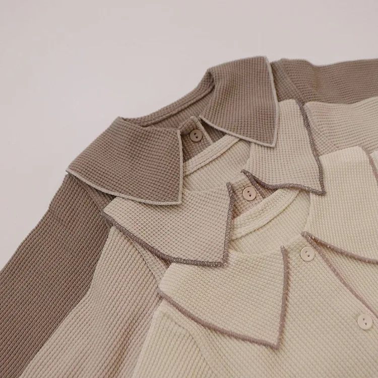 2022 Spring Autumn Baby home clothes leisure Suits New Korean Style Newborn Waffle Fabric Suits Long Sleeve Tops Pants Baby Sets