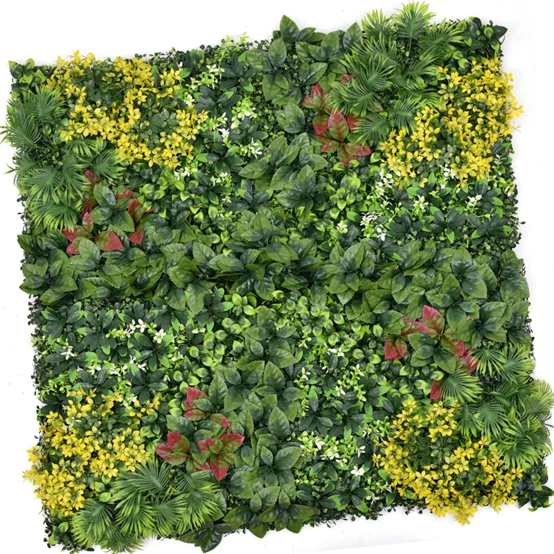 Outdoor Indoor Plastic Fake Foliage Grass Green Boxwood Hedge Artificial Plant Wall Panel For Balcony Garden Home Decor
