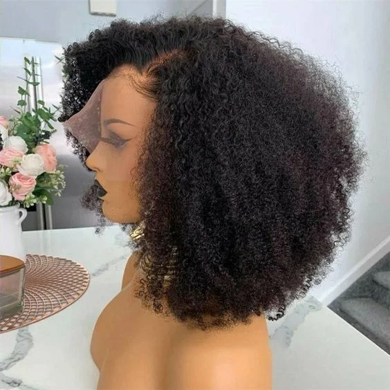 Cheap Afro Kinky Curly Raw Indian Virgin Human Hair Hd Full Lace Frontal Bob Wigs Human Hair Transparent Lace Front Wig Vendor