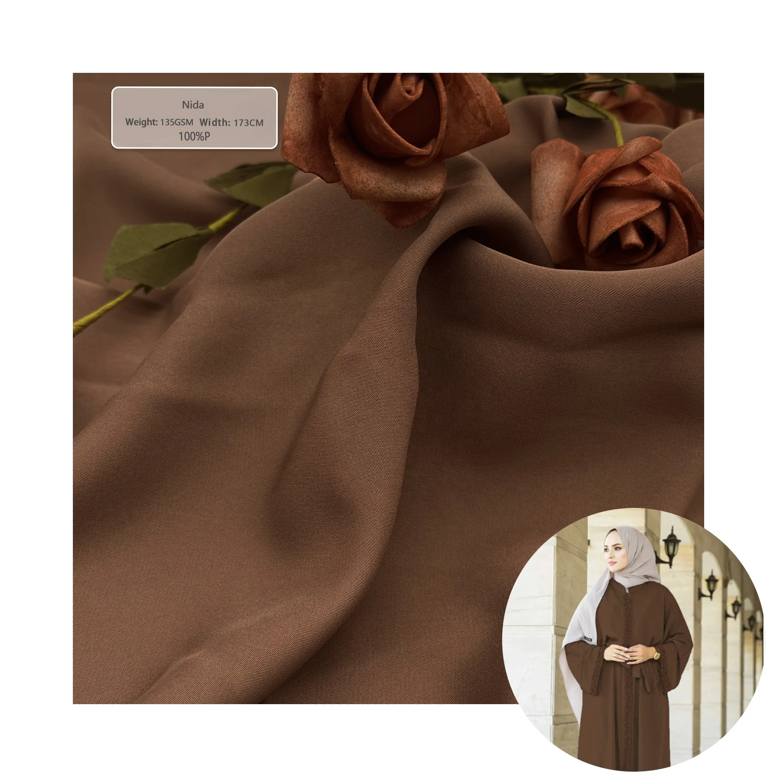 Nida Fabric For Abaya Islamic Clothing Abaya Plain Muslim Dresses For Women