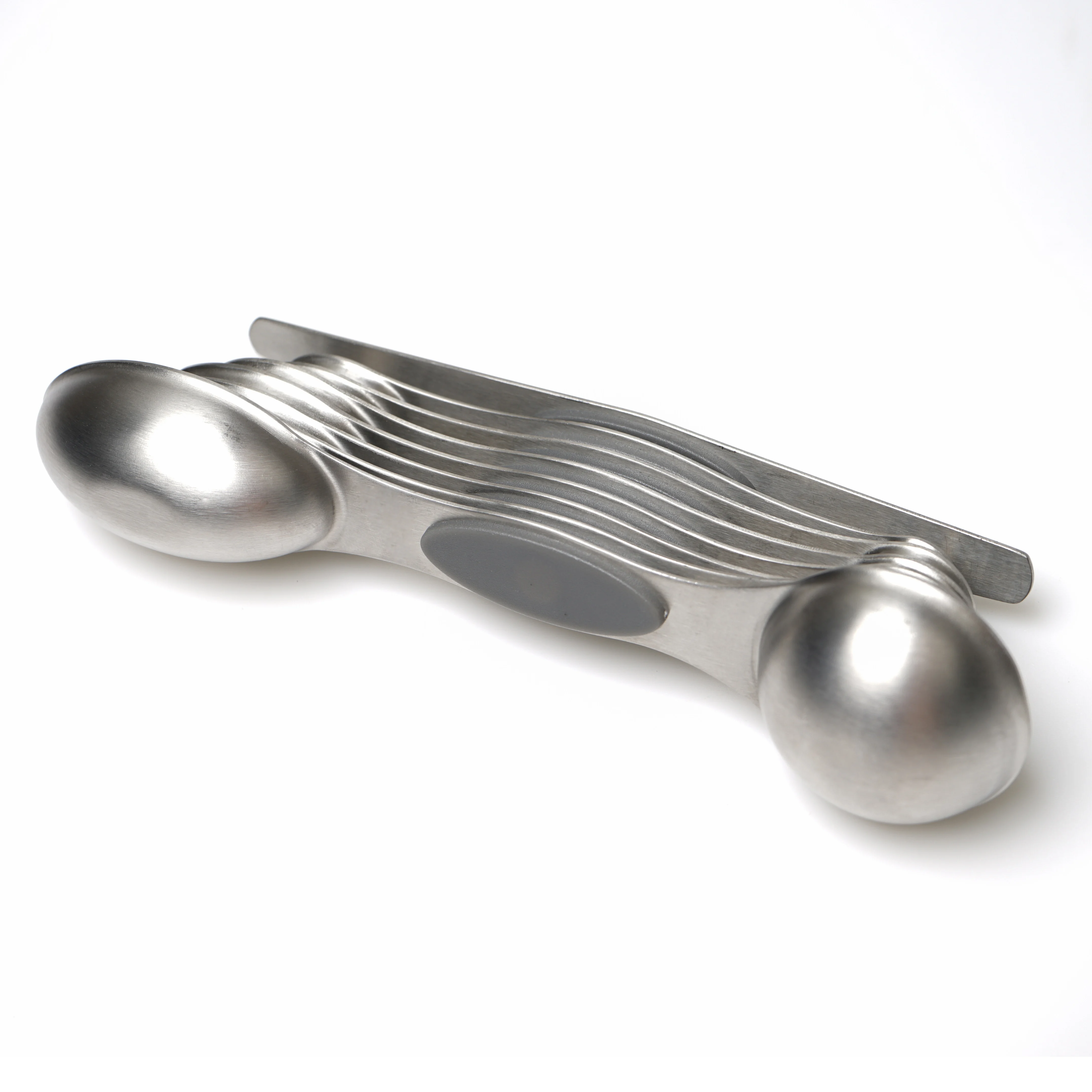 Spring chef gray color collapsible magnetic dual side stainless steel measuring spoon set