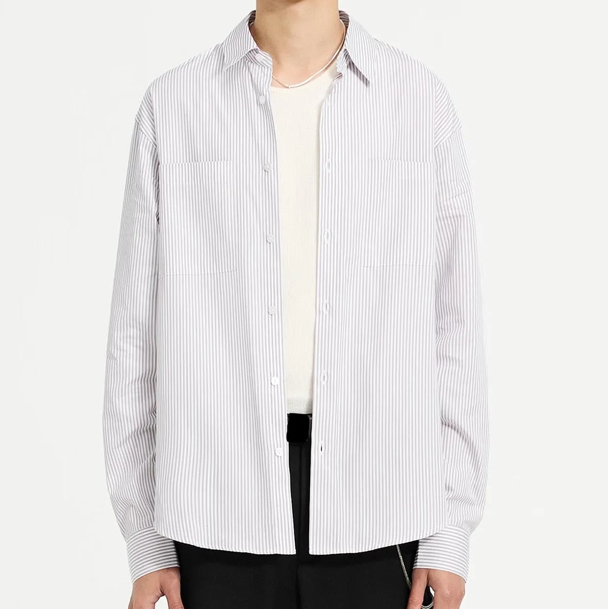 New Arrival 100% Cotton Slim Fit Shirts Button Up Stripe Shirts Men Shirts With Pockets