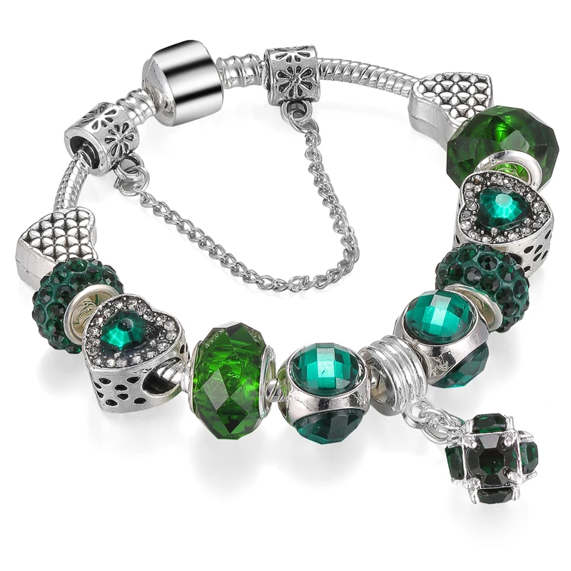 New Design Crystal Pendant Hollow Heart Cat Eye Bracelet Large Pore Bead Alloy Bracelet