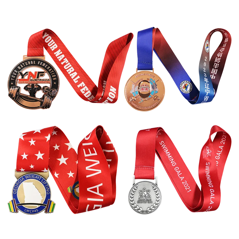 High Quality OEM Customized Medal With Ribbon Custom Sport Snooker Snowboarding Speedway Squash Star Swimming Medals
