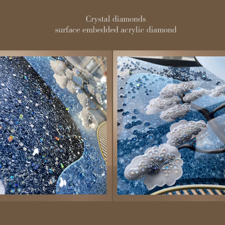 Wholesale of modern luxury landscape LED paintings  acrylic gold wall art and home decoration paintings for living room