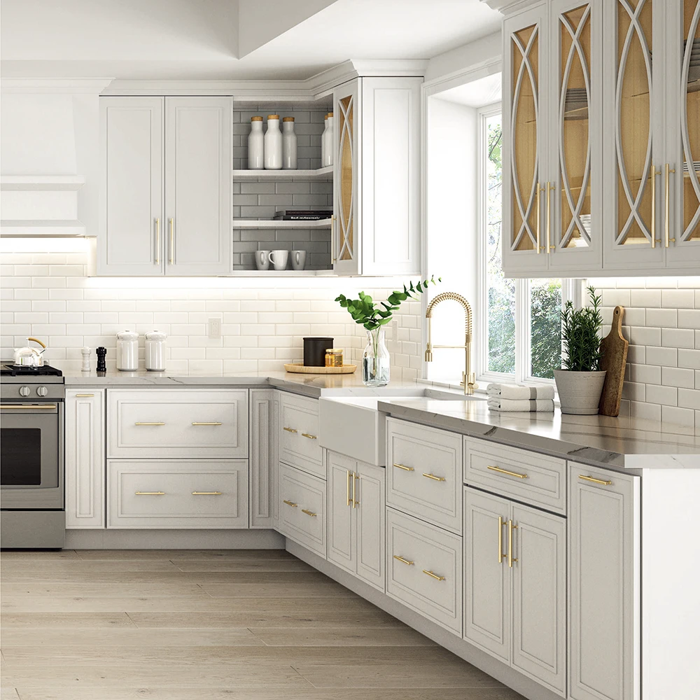 Factory Wholesale Dovetail Drawer Cheap Price White Solid Wood Modern Design RTA Kitchen Cabinets