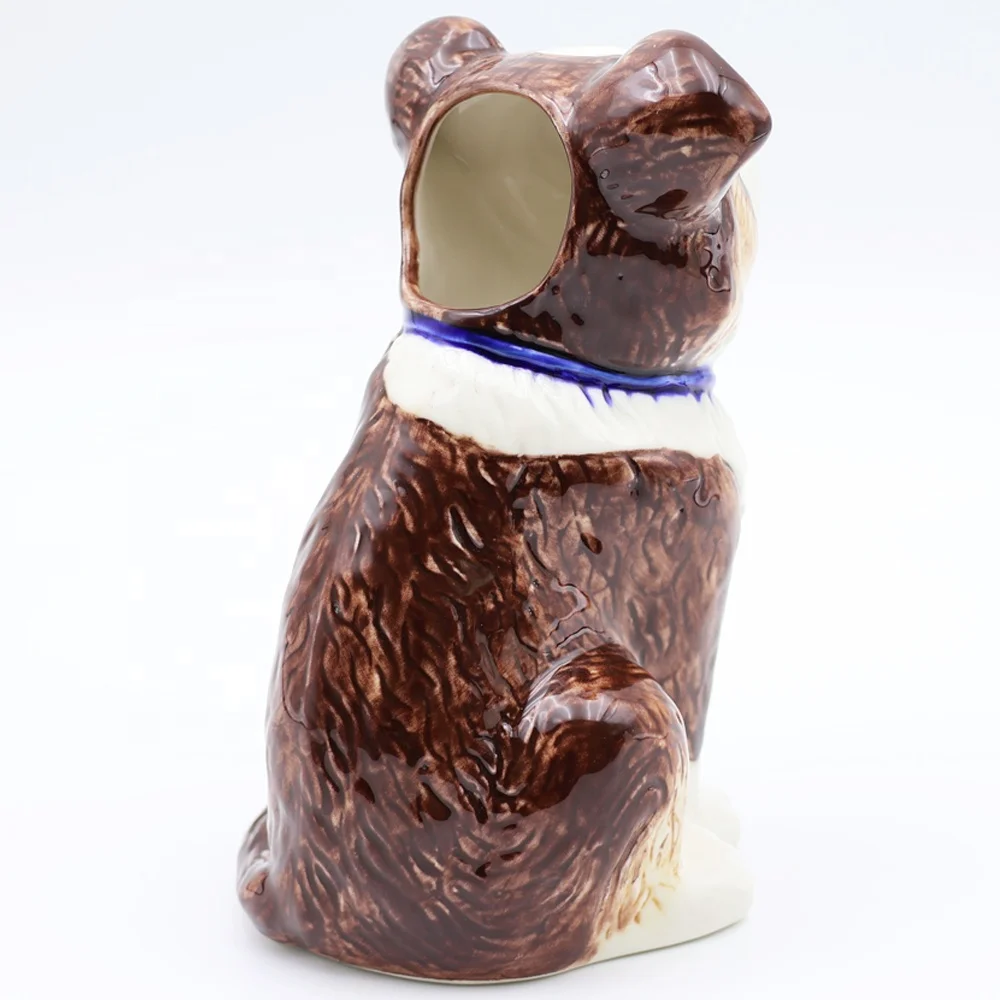 Custom wholesale high grade present gift cute puppy cocktail cups porcelain embossed 3d animal mugs ceramic cool dog tiki mug