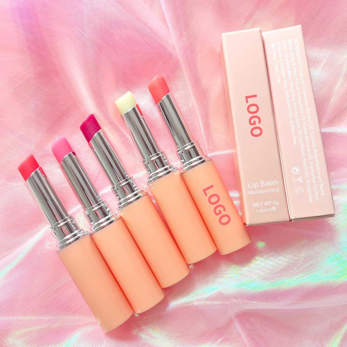 Wholesale cute pink vegan lip balm private label lip balm